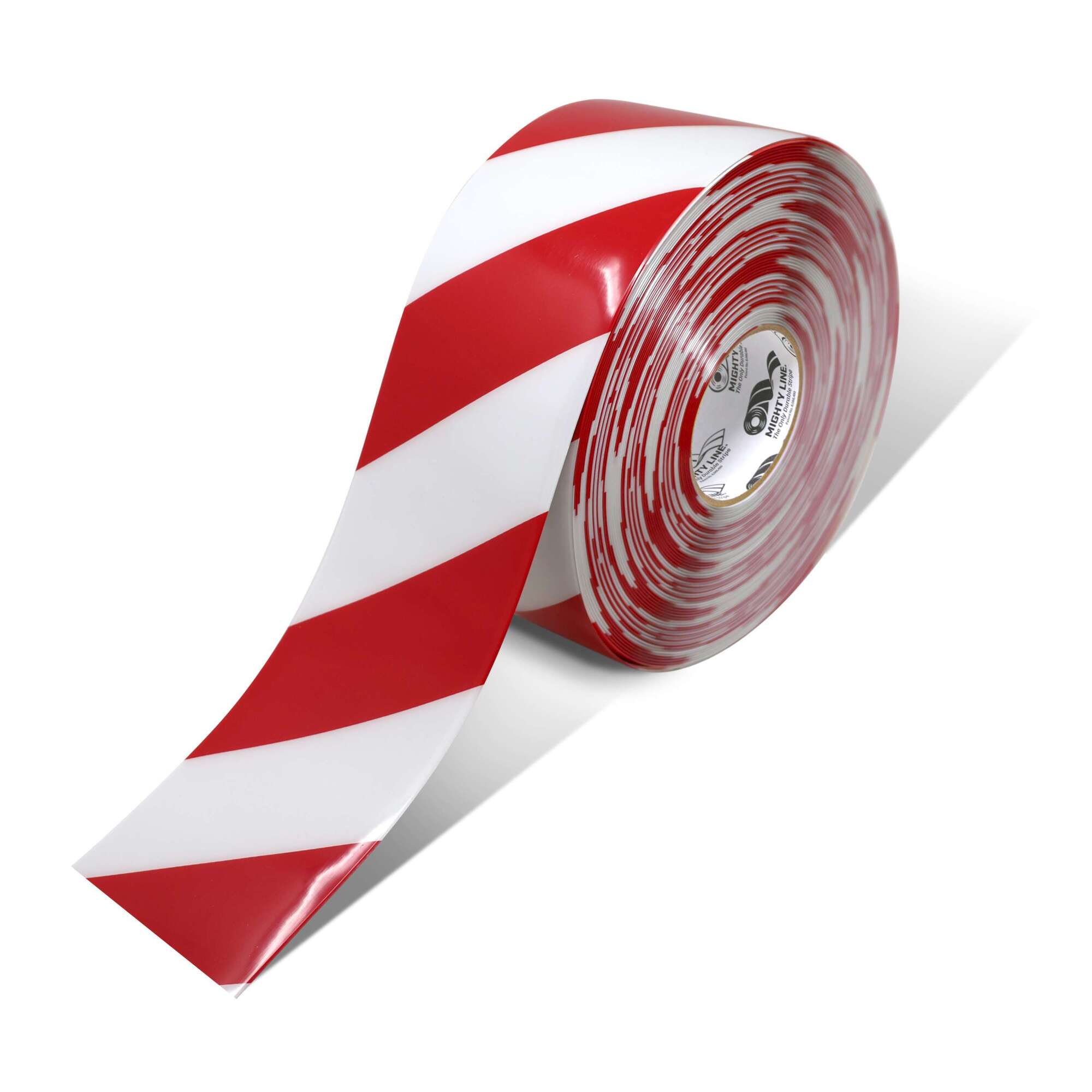 Mighty Line Industrial Floor Marking Tape, White/Red, 4in. x 100ft. Roll